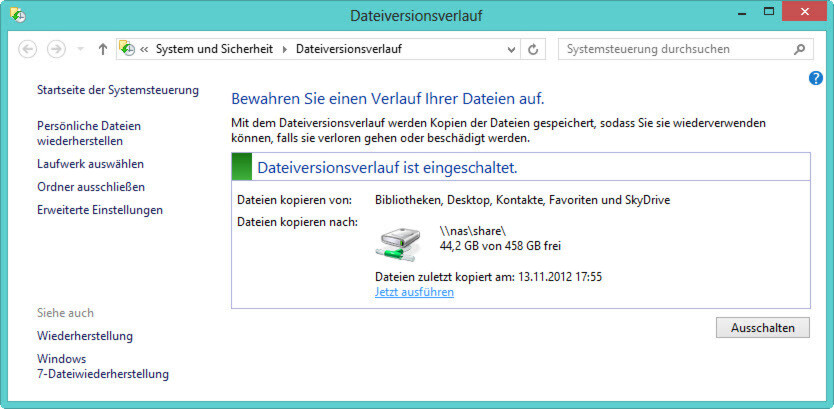 Windows 8 bietet diverse integrierte Sicherheitseinstellungen, darunter beispielsweise den Dateiversionsverlauf. Windows 8 bietet diverse integrierte Sicherheitseinstellungen, darunter beispielsweise den Dateiversionsverlauf.
