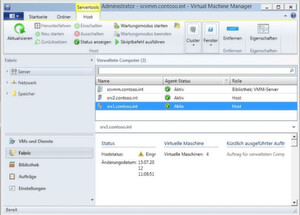 Im "System Center Virtual Machine Manager" von Microsoft lassen sich parallel "Hyper-V"-Hosts und" ESX/ESXi" verwenden. Dazu ist aber "VMware vCenter" notwendig. Im "System Center Virtual Machine Manager" von Microsoft lassen sich parallel "Hyper-V"-Hosts und" ESX/ESXi" verwenden. Dazu ist aber "VMware vCenter" notwendig.