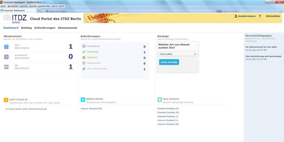 Das Cloud Portal des ITDZ Berlin basiert auf HP CloudSystem Enterprise und stellt Infrastructure- sowie Platform-as-a-Service-Dienste automatisiert zur Verfügung. Das Cloud Portal des ITDZ Berlin basiert auf HP CloudSystem Enterprise und stellt Infrastructure- sowie Platform-as-a-Service-Dienste automatisiert zur Verfügung.
