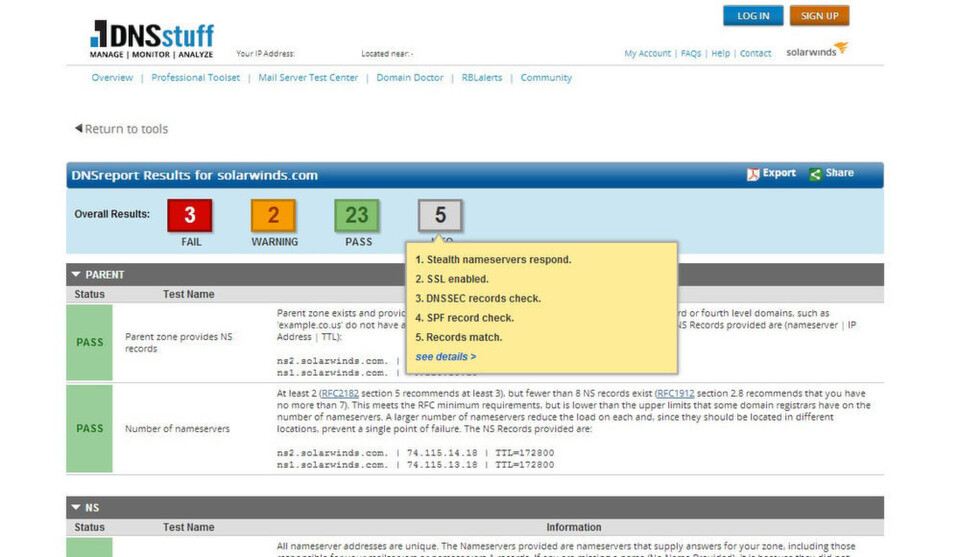 Die DNS-Management-Tool-Sammlung von DNSstuff zählt nun zu den über 30 kostenlosen IT-Managementlösungen von Solarwinds. Die DNS-Management-Tool-Sammlung von DNSstuff zählt nun zu den über 30 kostenlosen IT-Managementlösungen von Solarwinds.