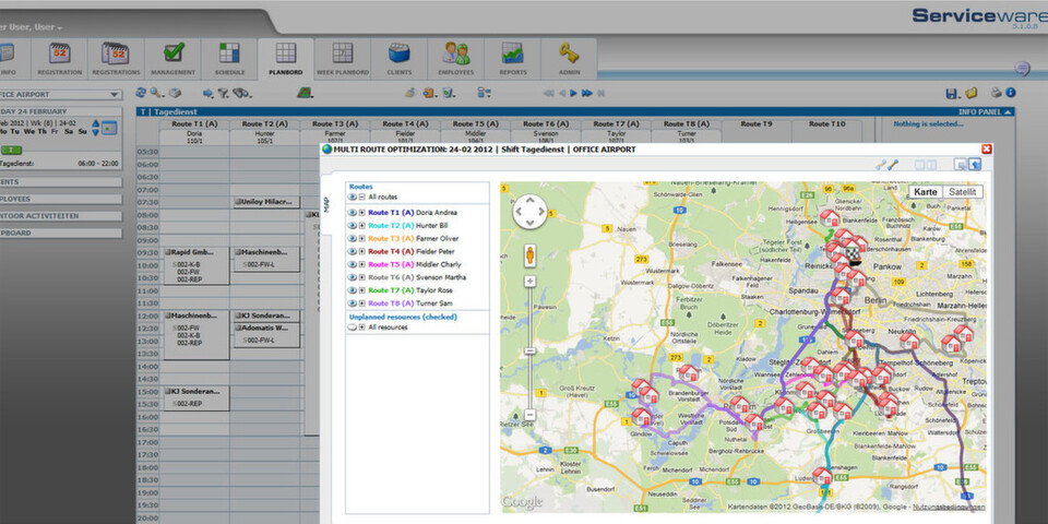 Field-Service-Management: Dank integrierter Routenoptimierung lassen sich Reisezeiten um bis zu 20 Prozent reduzieren. Field-Service-Management: Dank integrierter Routenoptimierung lassen sich Reisezeiten um bis zu 20 Prozent reduzieren.