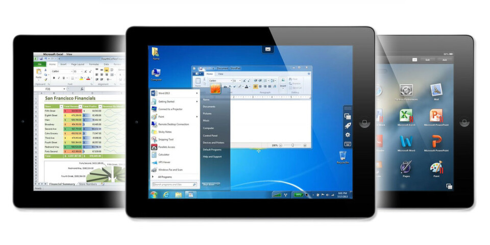 Ungewohntes Bild: Windows läuft anscheinend direkt auf dem iPad. Ungewohntes Bild: Windows läuft anscheinend direkt auf dem iPad.