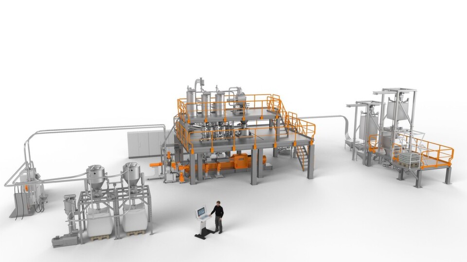 3D-Schaubild der kompletten Prozessanlage 3D-Schaubild der kompletten Prozessanlage