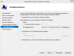 Abbildung 2: Das Auswählen des Installationsdatenträgers des virtuellen Linux-Computers erfolgt wie für Windows-Server. Abbildung 2: Das Auswählen des Installationsdatenträgers des virtuellen Linux-Computers erfolgt wie für Windows-Server.