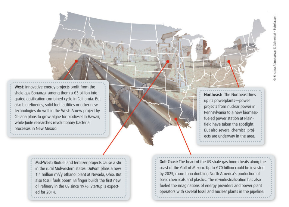 The US shale gas boom spawns plant engineering projects throughout the states. The US shale gas boom spawns plant engineering projects throughout the states.