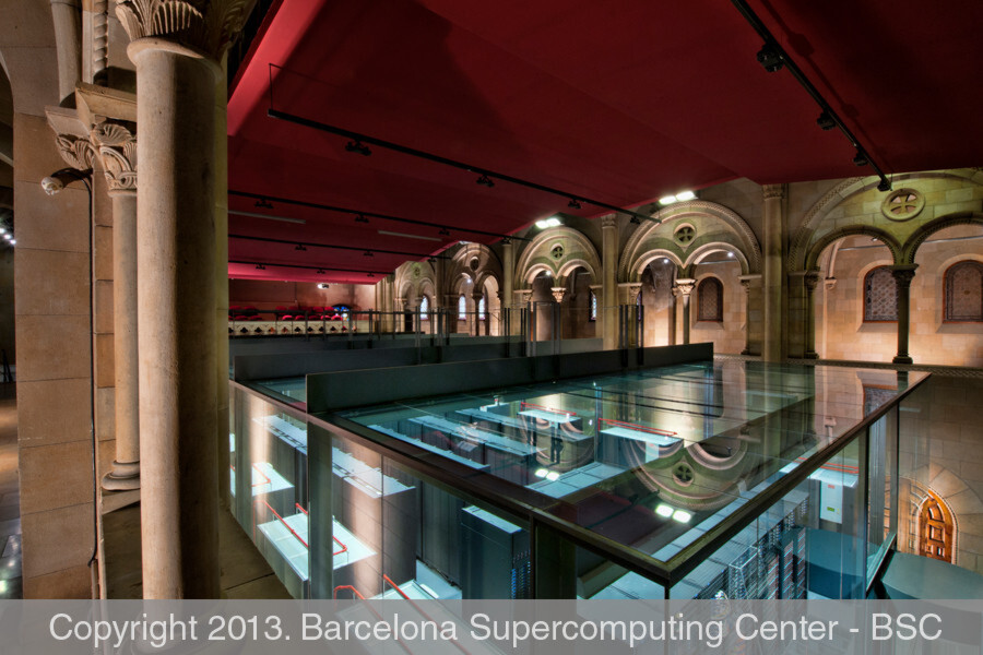 MareNostrum (lateinisch für „unser Meer“, eine alte Bezeichnung für das Mittelmeer) ist ein Supercomputer an der Universitat Politècnica de Catalunya in Barcelona. Der IBM-Cluster ist in eine säkularisierte Kapelle eingebaut und von hohen Glaswänden umgeben. MareNostrum (lateinisch für „unser Meer“, eine alte Bezeichnung für das Mittelmeer) ist ein Supercomputer an der Universitat Politècnica de Catalunya in Barcelona. Der IBM-Cluster ist in eine säkularisierte Kapelle eingebaut und von hohen Glaswänden umgeben.
