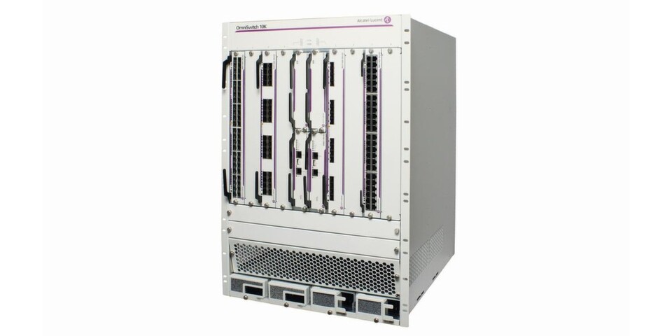 Das Modular-LAN-Chassis Omniswitch 10K gehört zu Alcatel-Lucents Lösungen für konvergente Campus-Netzwerke, Rechenzentren und Cloud-Installationen. Das Modular-LAN-Chassis Omniswitch 10K gehört zu Alcatel-Lucents Lösungen für konvergente Campus-Netzwerke, Rechenzentren und Cloud-Installationen.