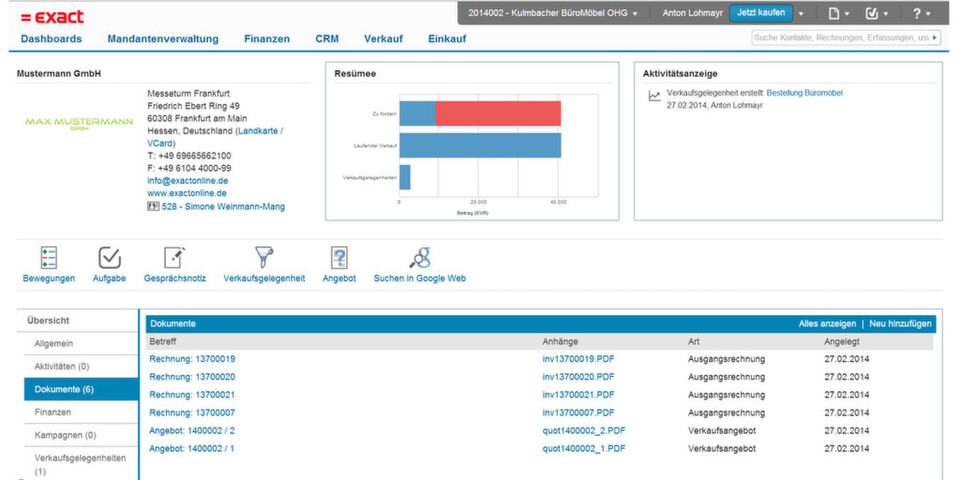 Business-Software als Service: Exact Online unterstützt beim Kundenmanagement, Zeiterfassung, Rechnungsstellung, Finanzbuchhaltung oder Dokumentenmanagement. Business-Software als Service: Exact Online unterstützt beim Kundenmanagement, Zeiterfassung, Rechnungsstellung, Finanzbuchhaltung oder Dokumentenmanagement.