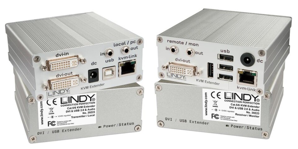 Mit dem „Cat.6 KVM Extender DVI-D USB 2.0 130m“ von Lindy ist bei der Übertragung von Bild- und USB-Daten sowie von Bediensignalen eine Reichweite von 130 Metern möglich. Mit dem „Cat.6 KVM Extender DVI-D USB 2.0 130m“ von Lindy ist bei der Übertragung von Bild- und USB-Daten sowie von Bediensignalen eine Reichweite von 130 Metern möglich.