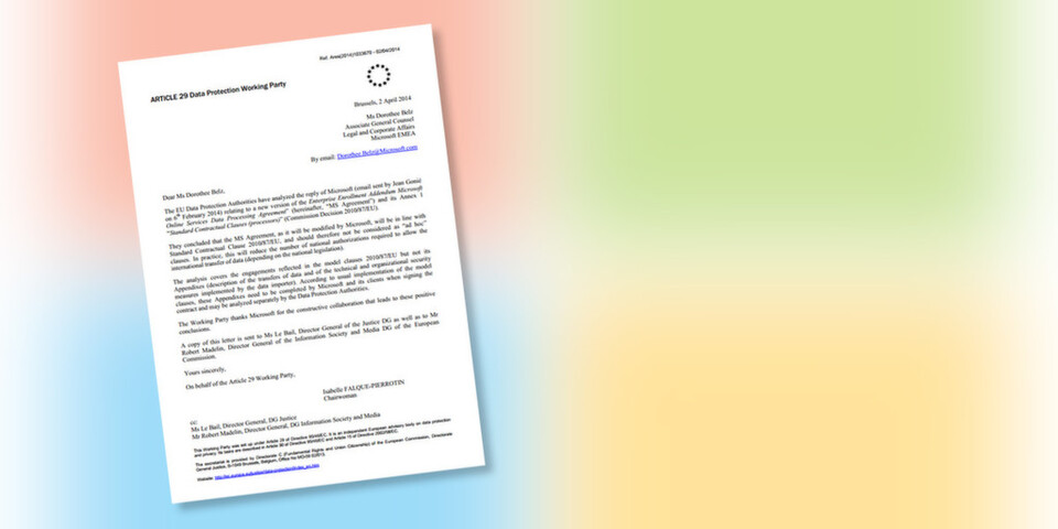 Die Artikel-29-Datenschutzgruppe hat das “Enterprise Enrollment Addendum Microsoft Online Services Data Processing Agreement" genauer untersucht. Die Artikel-29-Datenschutzgruppe hat das “Enterprise Enrollment Addendum Microsoft Online Services Data Processing Agreement" genauer untersucht.