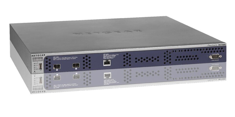 Der Prosafe Wireless Controller WC7600 kann Netgear zufolge mehrere Tausend Clients gleichzeitig über 150 Access Points in gestapelter Anordnung mit WLAN versorgen. Der Prosafe Wireless Controller WC7600 kann Netgear zufolge mehrere Tausend Clients gleichzeitig über 150 Access Points in gestapelter Anordnung mit WLAN versorgen.