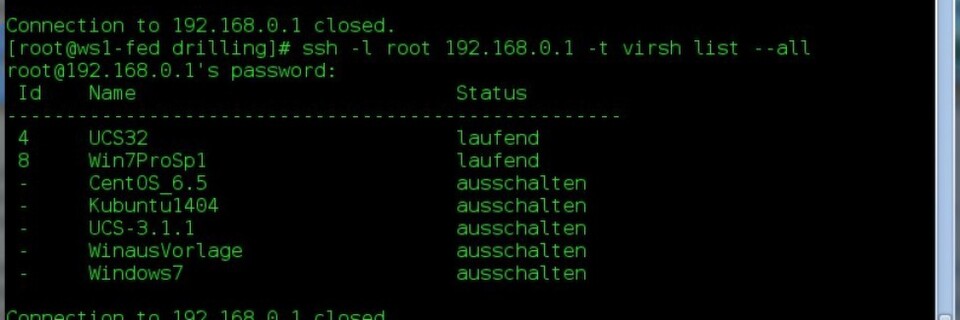 Übersicht virtuelle Maschinen mit virsh Übersicht virtuelle Maschinen mit virsh