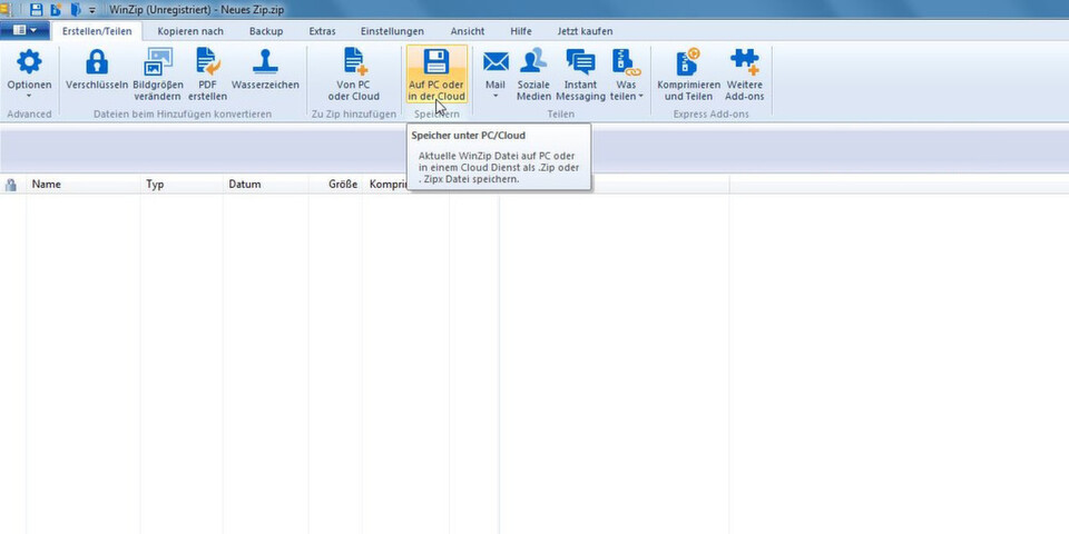 WinZip zeigt alle Speicher, egal ob lokal, in der Cloud oder FTP, auf einer Oberfläche an. WinZip zeigt alle Speicher, egal ob lokal, in der Cloud oder FTP, auf einer Oberfläche an.