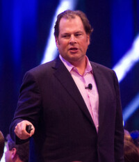 Marc Benioff, Gründer und CEO von Salesforce.com während seiner Rede auf der Salesforce1 World Tour in München. Marc Benioff, Gründer und CEO von Salesforce.com während seiner Rede auf der Salesforce1 World Tour in München.