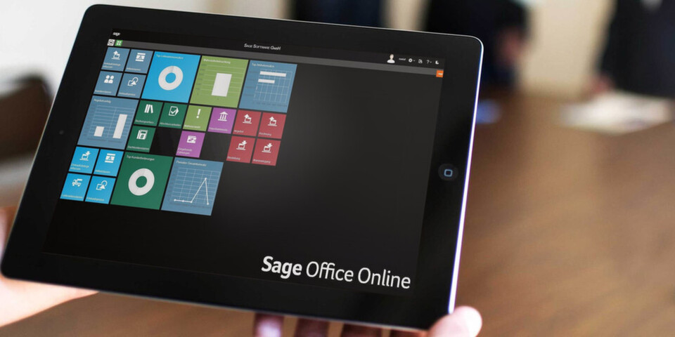Sage Office Online läuft in der Cloud und ist damit auf beliebigen Endgeräten verfügbar – auch mobil. Sage Office Online läuft in der Cloud und ist damit auf beliebigen Endgeräten verfügbar – auch mobil.
