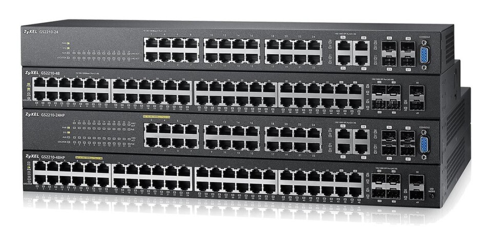 Zyxel hat die GS2210-Switches für bandbreitenintensive Services wie VoIP, Videokonferenzen, IP-Überwachung und IPTV konzipiert. Zyxel hat die GS2210-Switches für bandbreitenintensive Services wie VoIP, Videokonferenzen, IP-Überwachung und IPTV konzipiert.