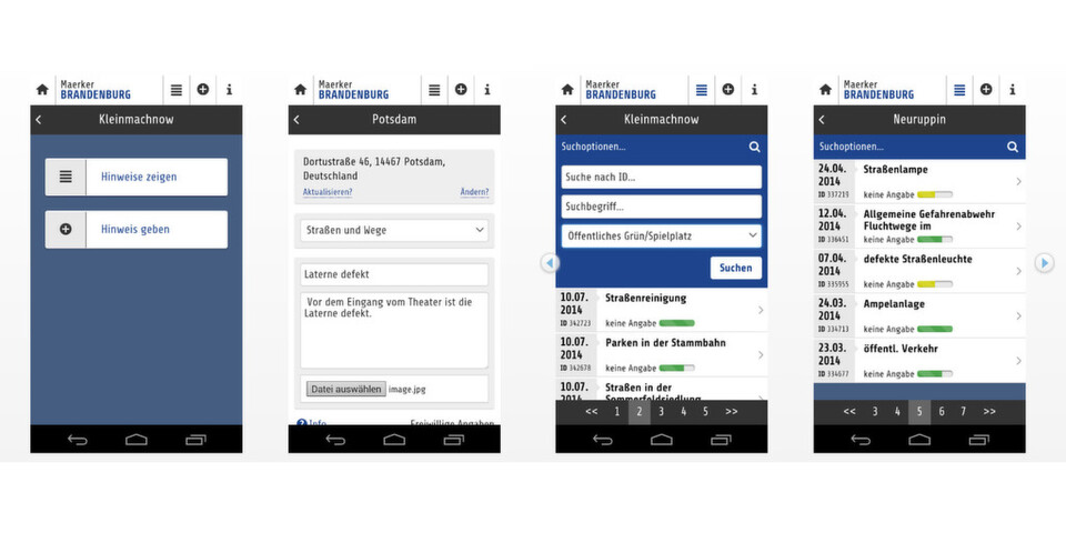 Das kommunale Online-Beschwerdeportal „Maerker“ gibt es jetzt auch als App für Android, iOS und Windows Phone. Das kommunale Online-Beschwerdeportal „Maerker“ gibt es jetzt auch als App für Android, iOS und Windows Phone.