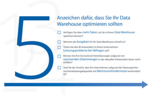 Das sind fünf untrügliche Anzeichen dafür, dass Unternehmen ihr Data Warehouse optimieren sollten. Das sind fünf untrügliche Anzeichen dafür, dass Unternehmen ihr Data Warehouse optimieren sollten.