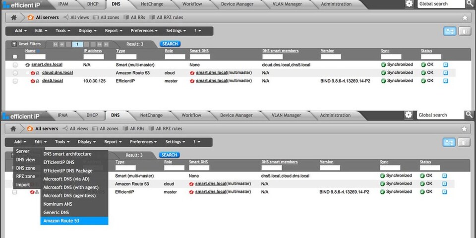 EfficientIP hat den Webservice Amazon Route 53 in den Solidserver DNS Cloud integriert. EfficientIP hat den Webservice Amazon Route 53 in den Solidserver DNS Cloud integriert.