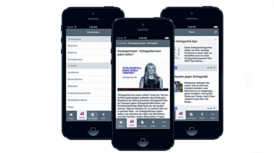 Die App erleichtert durch den „Fast-Test" die Erkennung von Schlaganfall-Symptomen Die App erleichtert durch den „Fast-Test" die Erkennung von Schlaganfall-Symptomen