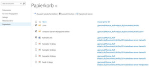 Abbildung 1: In Sharepoint können Anwender selbst im Papierkorb der Dokumentenbibliothek gelöschte Dokumente wiederherstellen. Abbildung 1: In Sharepoint können Anwender selbst im Papierkorb der Dokumentenbibliothek gelöschte Dokumente wiederherstellen.