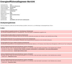 Abbildung 3: Den Bericht zum Energieverbrauch können Administratoren auch für die Analyse verwenden um Einstellungen zu verbessern. Abbildung 3: Den Bericht zum Energieverbrauch können Administratoren auch für die Analyse verwenden um Einstellungen zu verbessern.
