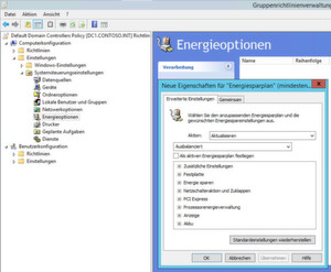 Abbildung 6: Über Gruppenrichtlinien und den Weg über Group Policy References können Administratoren auch Energiesparpläne auf den angebundenen PCs erstellen. Abbildung 6: Über Gruppenrichtlinien und den Weg über Group Policy References können Administratoren auch Energiesparpläne auf den angebundenen PCs erstellen.