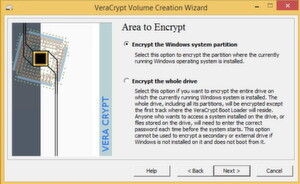 Über den Assistenten lassen sich auch ganze Festplatten inklusive der Systempartition verschlüsseln. Über den Assistenten lassen sich auch ganze Festplatten inklusive der Systempartition verschlüsseln.