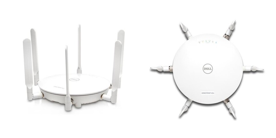 Der Dell Sonicpoint ACe ist mit sechs abnehmbaren externen Antennen und dimmbaren LED-Leuchten ausgestattet. Der Dell Sonicpoint ACe ist mit sechs abnehmbaren externen Antennen und dimmbaren LED-Leuchten ausgestattet.