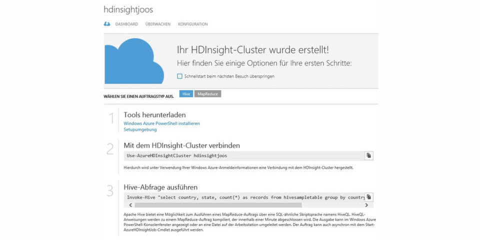 Hadoop ist auch in Microsoft Azure integriert. Hier trägt das Framework die Bezeichnung HDInsight. Hadoop ist auch in Microsoft Azure integriert. Hier trägt das Framework die Bezeichnung HDInsight.