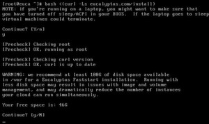 Nach der Einrichtung des Linux-Servers wird die Installation von Eucalyptus durchgeführt. Nach der Einrichtung des Linux-Servers wird die Installation von Eucalyptus durchgeführt.