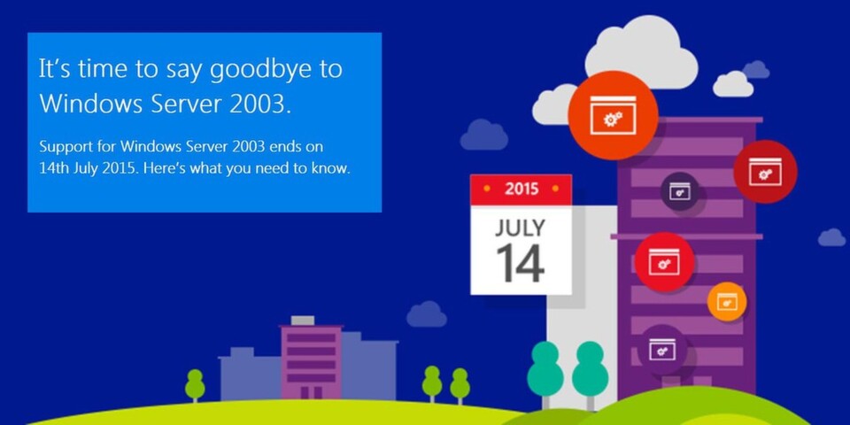 Mit dem Ende des Produktlebenszyklus beendet Microsoft den Support für Windows Server 2003 am 14. Juli 2015. Mit dem Ende des Produktlebenszyklus beendet Microsoft den Support für Windows Server 2003 am 14. Juli 2015.