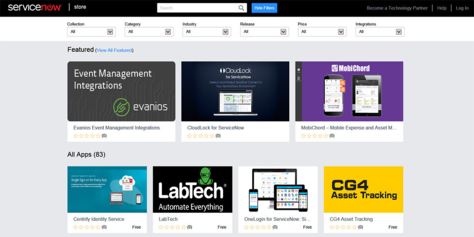 „Everything as a Service“ – im App-Marktplatz von ServiceNow stehen zum Start über 50 zertifizierte Anwendungen und Integrations-Tools zum Download zur Verfügung. „Everything as a Service“ – im App-Marktplatz von ServiceNow stehen zum Start über 50 zertifizierte Anwendungen und Integrations-Tools zum Download zur Verfügung.