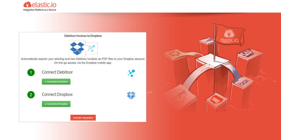 Connect basiert auf der Integration-Plattform von elastic.io. Eine der jetzt vorgestellten Apps exportiert zum Beispiel bestehende und neue Rechnungen aus Debitoor; die landen dann als PDF in einem Dropbox-Verzeichnis. Connect basiert auf der Integration-Plattform von elastic.io. Eine der jetzt vorgestellten Apps exportiert zum Beispiel bestehende und neue Rechnungen aus Debitoor; die landen dann als PDF in einem Dropbox-Verzeichnis.