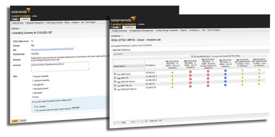 Die neueste Version des SolarWinds Network Configuration Manager (NCM) erleichtert das Sicherheitsmanagement im Netzwerk, indem sie automatisch Sicherheitslücken bei Geräten identifiziert und Problembehebungsaktionen durchführt. Die neueste Version des SolarWinds Network Configuration Manager (NCM) erleichtert das Sicherheitsmanagement im Netzwerk, indem sie automatisch Sicherheitslücken bei Geräten identifiziert und Problembehebungsaktionen durchführt.