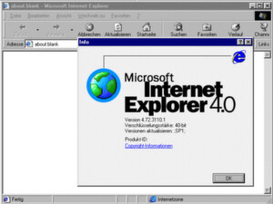 Fester Bestandteil: Ab dem dritten Service-Update bzw. ab OEM-Version Windows 95C war der Internet Explorer 4.0 in das Betriebssystem integriert. Fester Bestandteil: Ab dem dritten Service-Update bzw. ab OEM-Version Windows 95C war der Internet Explorer 4.0 in das Betriebssystem integriert.