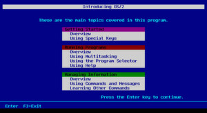 Screenshot des Tutorials zu OS/2 1.0: Als leistungsstärkerer Nachfolger zu DOS gedacht, verlief die gemeinsame Entwicklung durch IBM und Microsoft sehr holprig. Screenshot des Tutorials zu OS/2 1.0: Als leistungsstärkerer Nachfolger zu DOS gedacht, verlief die gemeinsame Entwicklung durch IBM und Microsoft sehr holprig.