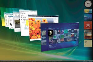 Die in Windows Vista eingeführte grafische Nutzeroberfläche "Aero" war unter anderem in der Lage, Desktopfenster auch in einer 3D-Ansicht zu präsentieren. Die in Windows Vista eingeführte grafische Nutzeroberfläche "Aero" war unter anderem in der Lage, Desktopfenster auch in einer 3D-Ansicht zu präsentieren.