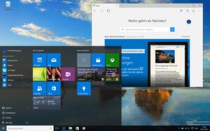 Screenshot aus der Insider Preview von Windows 10: Das Startmenü kehrt zurück, die aus Windows 8 bekannte "Kacheloberfläche" wird darin nun teilweise integriert. Screenshot aus der Insider Preview von Windows 10: Das Startmenü kehrt zurück, die aus Windows 8 bekannte "Kacheloberfläche" wird darin nun teilweise integriert.