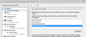 Abbildung 2: in Windows Server 2012 R2 lassen sich SANs an virtuelle Server anbinden. Genutzt werden dazu virtuelle Fibre-Channel-Adapter Abbildung 2: in Windows Server 2012 R2 lassen sich SANs an virtuelle Server anbinden. Genutzt werden dazu virtuelle Fibre-Channel-Adapter