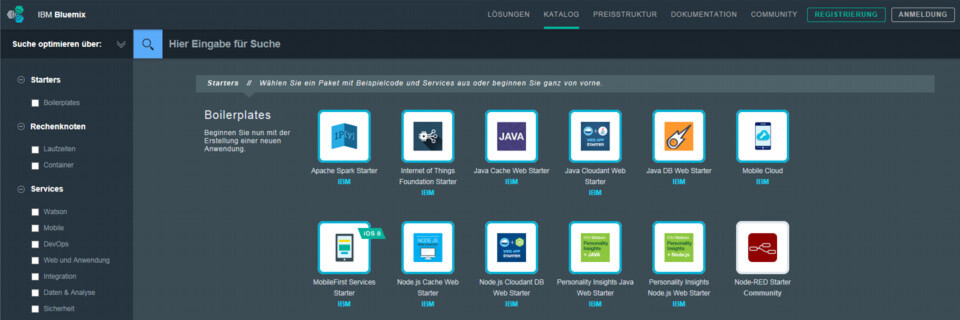Die Cloud-Plattform Bluemix bietet Entwicklern die Möglichkeit, aus vorgefertigten Bausteinen Apps zu entwickeln und schnell verfügbar zu machen. Die Cloud-Plattform Bluemix bietet Entwicklern die Möglichkeit, aus vorgefertigten Bausteinen Apps zu entwickeln und schnell verfügbar zu machen.