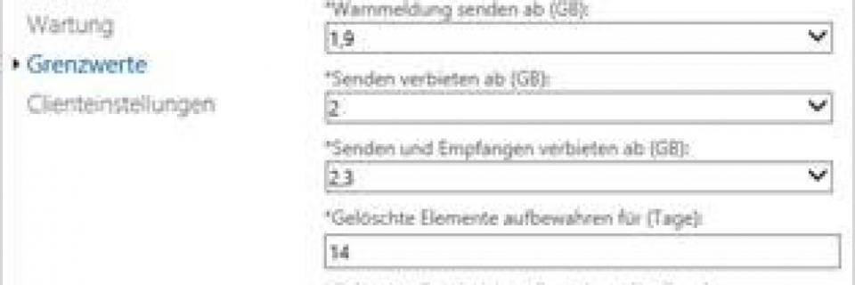 Konfiguration des Grenzwerts für das Löschen von Postfächern Konfiguration des Grenzwerts für das Löschen von Postfächern
