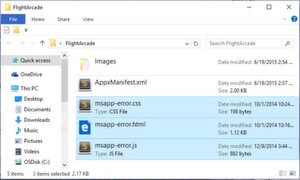 Ein Demo-Beispiel für die Portierung der Web-Apps von „FlightArcade“. Interessant sind die verschiedenen MSApps-Dateien. Ein Demo-Beispiel für die Portierung der Web-Apps von „FlightArcade“. Interessant sind die verschiedenen MSApps-Dateien.
