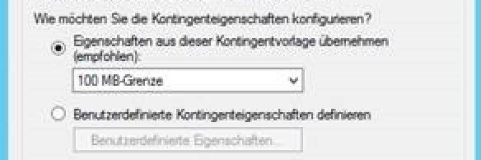 Erstellen eines neuen Kontingents Erstellen eines neuen Kontingents
