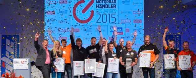 Goldregen für die Top-Ten-Betriebe beim Award "Motorradhändler des Jahres" 2015. Goldregen für die Top-Ten-Betriebe beim Award "Motorradhändler des Jahres" 2015.
