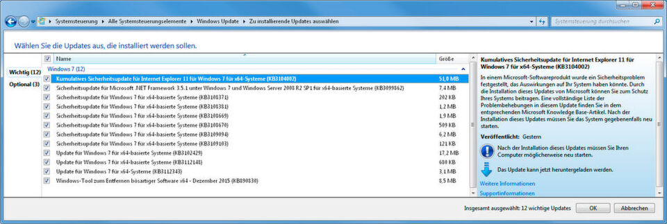 Zwölf Security Bulletins stellt Microsoft im Dezember 2015 bereit, je nach System und Software werden aber weniger oder weitaus mehr Updates installiert. Zwölf Security Bulletins stellt Microsoft im Dezember 2015 bereit, je nach System und Software werden aber weniger oder weitaus mehr Updates installiert.