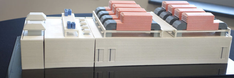 Abbildung 1: Ein Modell des modularen RZ-Designs IMD (Integrated Modular Design) von ICTRoom. Abbildung 1: Ein Modell des modularen RZ-Designs IMD (Integrated Modular Design) von ICTRoom.