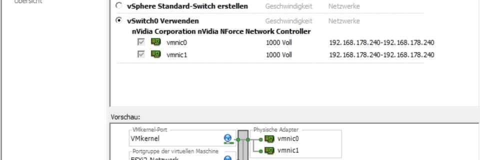 Mehrfache Netzwerkadapter für vMotion verwenden Mehrfache Netzwerkadapter für vMotion verwenden