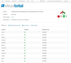 Administratoren können direkt aus dem Sysinternals Process Explorer heraus nach Viren mit VirusTotal suchen, oder durch einen manuellen Upload. Administratoren können direkt aus dem Sysinternals Process Explorer heraus nach Viren mit VirusTotal suchen, oder durch einen manuellen Upload.
