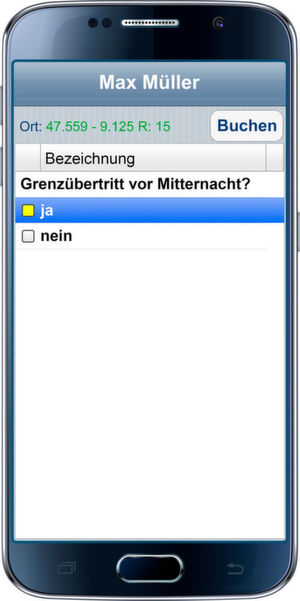 Das Unternehmen betreibt größere Baustellen, sodass die Mitarbeiter für längere Zeiträume dort tätig sind. Für die entsprechenden Auswertungen genügt das Datum des Grenzübertritts. Deshalb werden die Mitarbeiter am ersten Arbeitsbeginn auf einer Auslandsbaustelle nur gefragt, ob der letzte Grenzübertritt am gleichen oder am Vortag stattgefunden hat. Das Unternehmen betreibt größere Baustellen, sodass die Mitarbeiter für längere Zeiträume dort tätig sind. Für die entsprechenden Auswertungen genügt das Datum des Grenzübertritts. Deshalb werden die Mitarbeiter am ersten Arbeitsbeginn auf einer Auslandsbaustelle nur gefragt, ob der letzte Grenzübertritt am gleichen oder am Vortag stattgefunden hat.